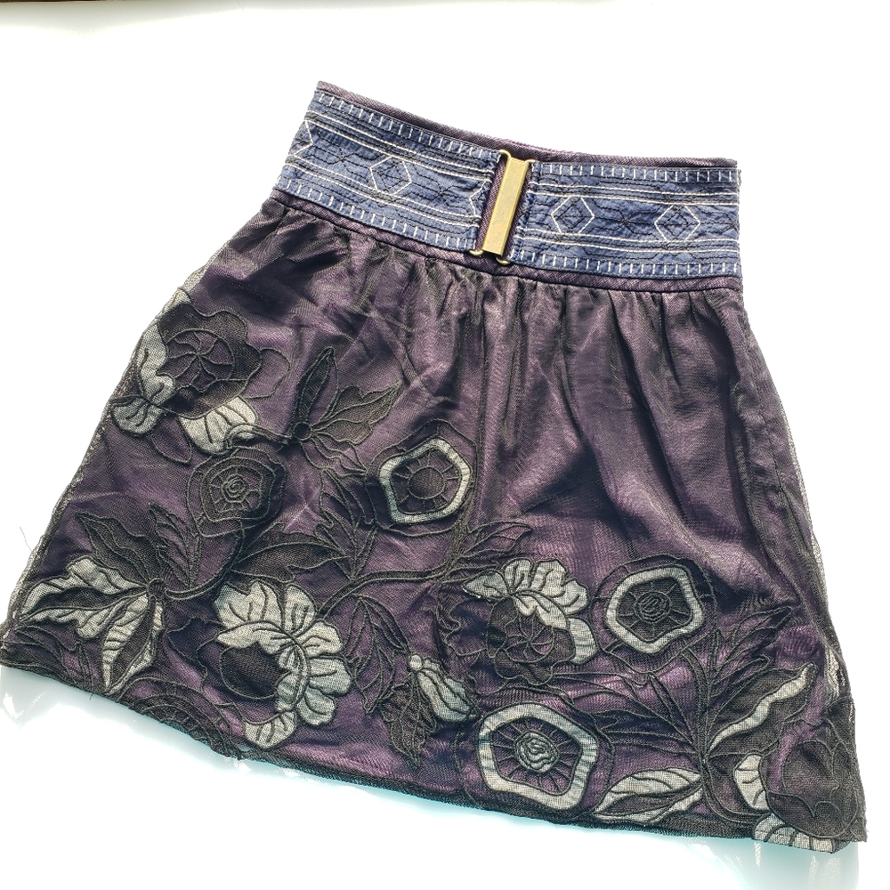 Sweet by Miss Me belted embroidered skirt
